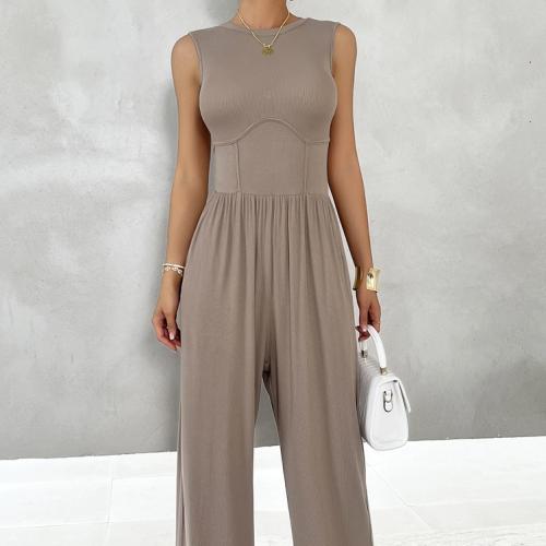 Polyester Wide Leg Trousers Long Jumpsuit & off shoulder Solid PC