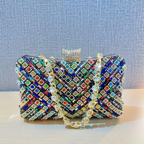 Polyester Easy Matching Clutch Bag with rhinestone multi-colored PC