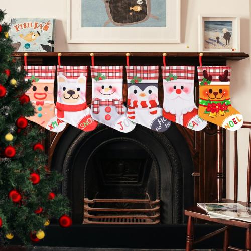 Geluinapte stof Kerstdecoratie sokken meer kleuren naar keuze Instellen