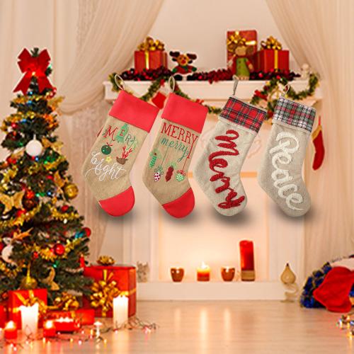 Polyester Chaussettes de décoration de Noël Imprimé modèle différent pour le choix plus de couleurs pour le choix pièce