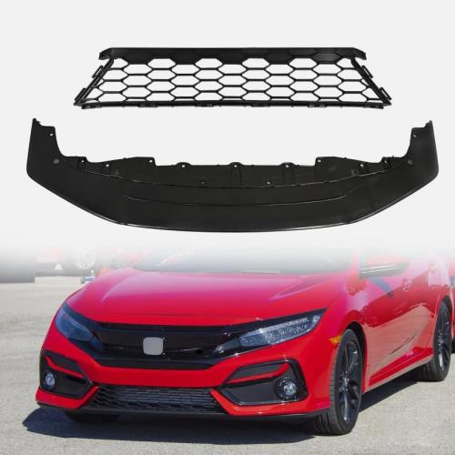 For 2017-2019 10th Honda Civic Hatchback  Auto Cover Grille, two piece, black, Sold By Set