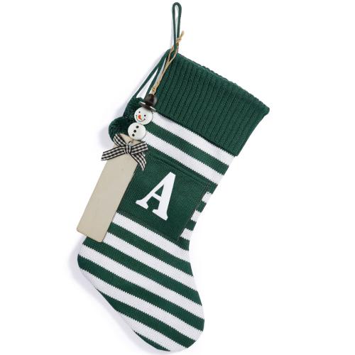 Acryl Weihnachtsdekoration Socken, unterschiedliches Muster zur Auswahl, Grün,  Stück