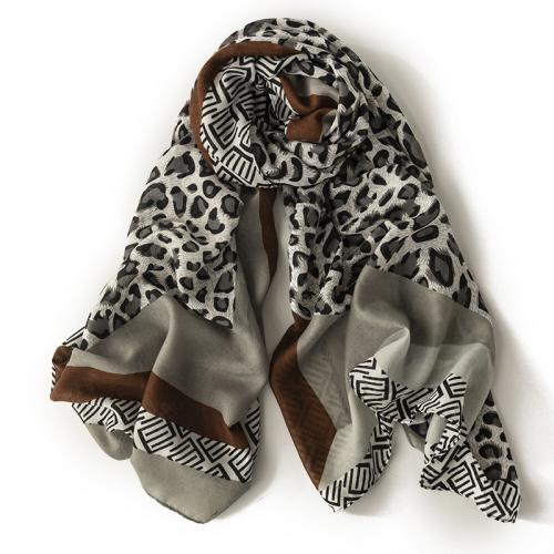 Polyester Silk Scarf sun protection printed leopard PC