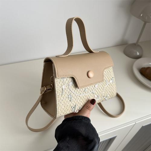 Straw Box Bag Handbag, durable & attached with hanging strap, floral, more colors for choice,  PC