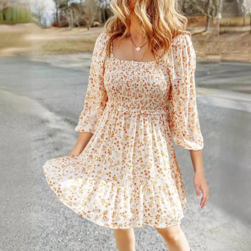 Chiffon One-piece Dress & loose printed floral PC