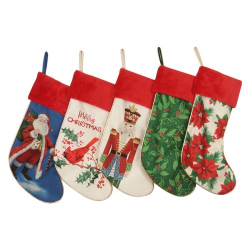 Chiffon Chaussettes de décoration de Noël Imprimé modèle différent pour le choix plus de couleurs pour le choix pièce
