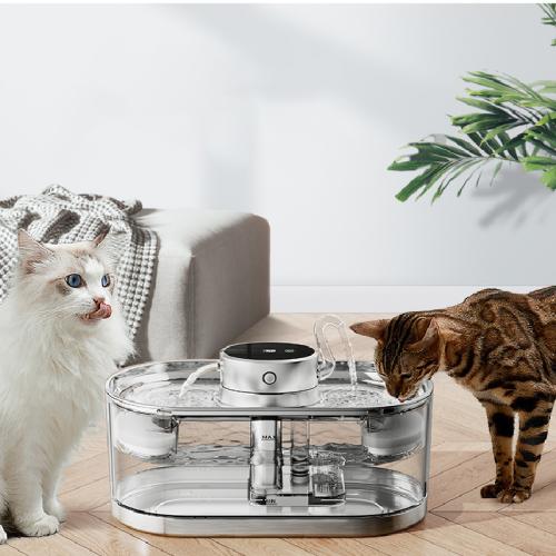 Stainless Steel & ABS & PC-Polycarbonate Pet Drinking Fountains  Solid silver PC