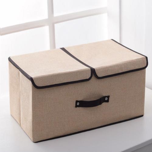 Cotton Linen foldable & Multifunction Storage Box for storage Solid PC