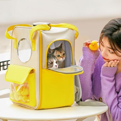 Canvas Pet Backpack portable & breathable yellow PC
