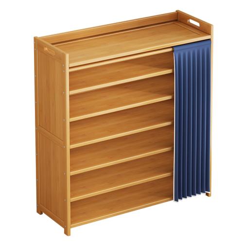 Fiberboard met gemiddelde dichtheid & Moso Bamboe & Doek Schoenen Rack Organizer Solide Marine Blauw stuk