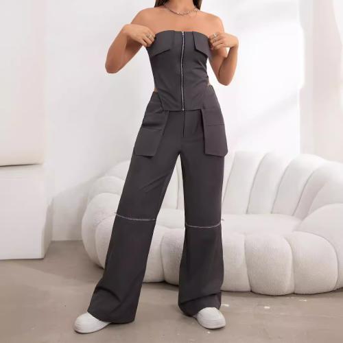 Polyester Pantalon long femme Gris pièce