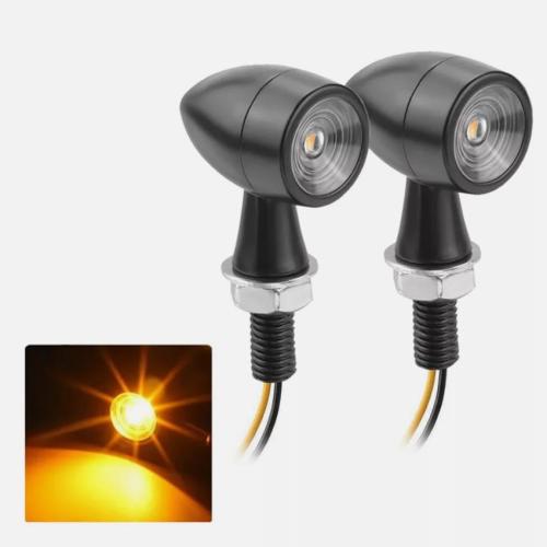 Mini Motorcycle LED Bullet Turn Signals Blinker Light Indicator Amber Black Lamp