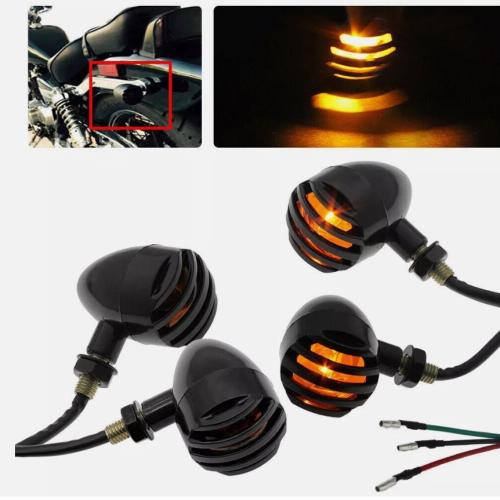 4x Motorcycle Grille Bullet Turn Signals Turn Signals FIT Bobber Chopper Cruiser