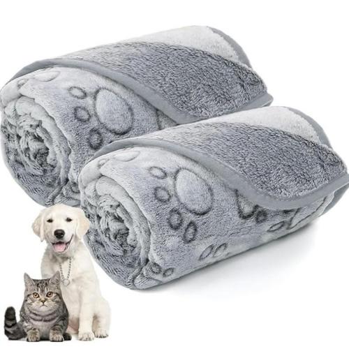 Flannel Soft Pet Blanket Beds & thermal footprint gray PC