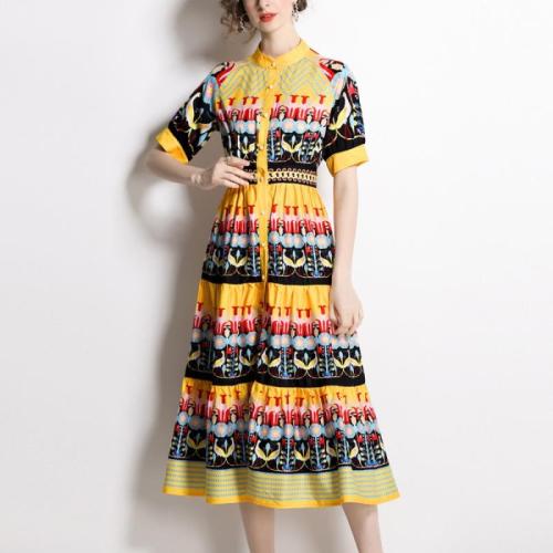 Polyester One-piece Dress slimming printed PC