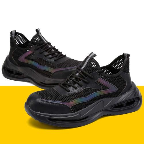 Flying Woven & Microfiber PU Synthetic Leather Safety Shoes hardwearing & deodorant & anti-skidding black Pair