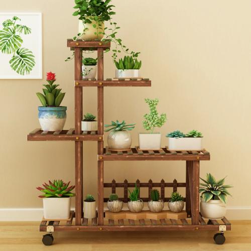 Solid Wood Flower Rack Solid brown PC