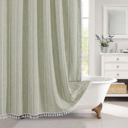Linen & Polyester Shower Curtain  Solid PC