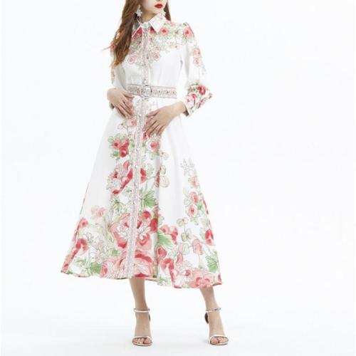 Polyester One-piece Dress slimming printed PC