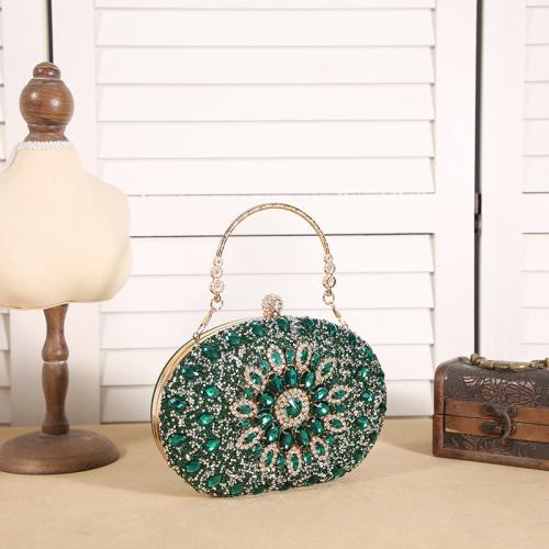 Polyester hard-surface & Easy Matching Clutch Bag with rhinestone flower shape PC