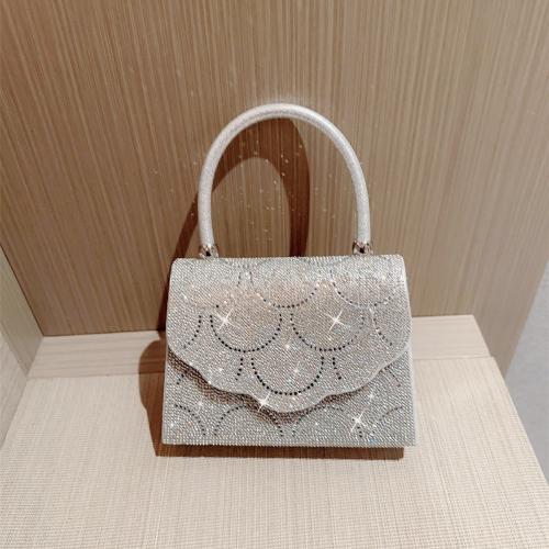 Rhinestone & Polyester Easy Matching Clutch Bag with rhinestone silver PC