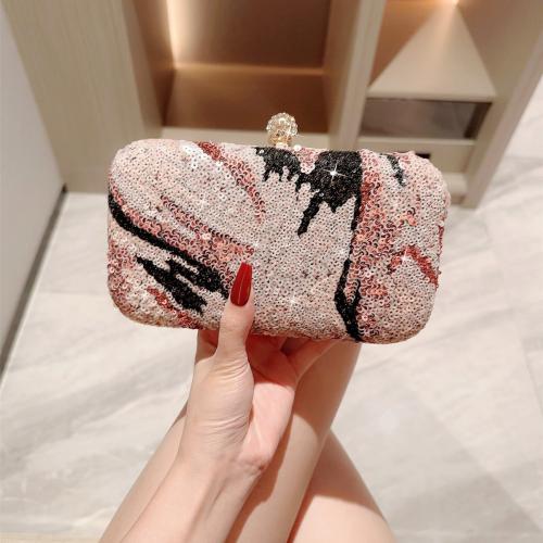 Sequin & Polyester hard-surface & Easy Matching Clutch Bag with chain PC