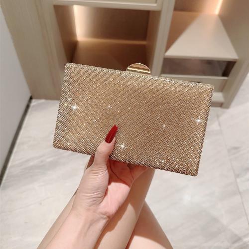 Rhinestone & Polyester Easy Matching Clutch Bag with chain champagne PC