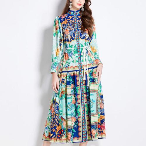 Polyester Waist-controlled One-piece Dress slimming printed PC