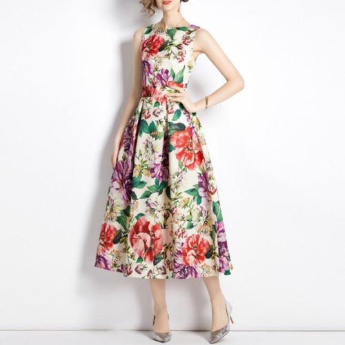 Polyester One-piece Dress slimming printed PC