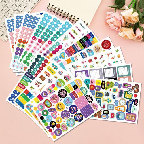 Druckempfindlicher Klebstoff & Papier Dekorative Aufkleber, gemischte Farben, 16Pcs/Festgelegt,  Festgelegt