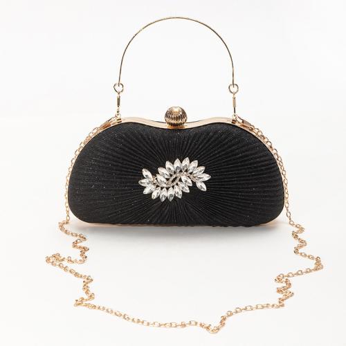 PU Leather Evening Party Handbag with chain & attached with hanging strap & with rhinestone PC