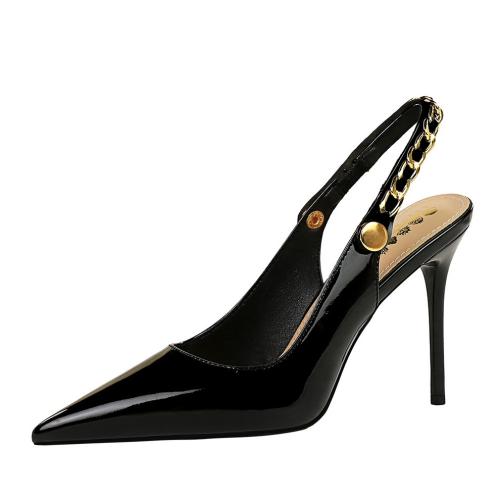 Patent Leather & PU Leather Stiletto High-Heeled Shoes hardwearing & breathable black Pair