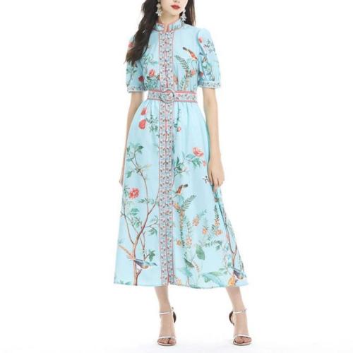 Polyester One-piece Dress slimming printed PC