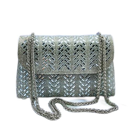 PU Leather & Rhinestone Easy Matching Clutch Bag with chain PC