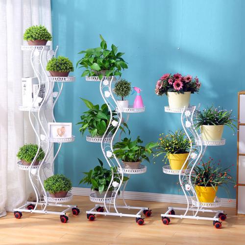 Iron Multilayer Flower Rack with pulley & hollow Carbon Steel PC