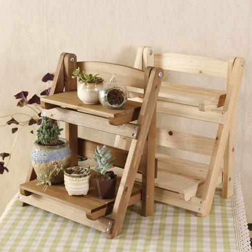 Solid Wood foldable Flower Rack double layer PC