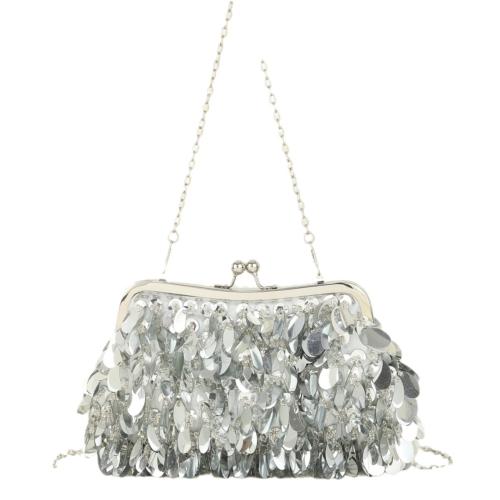 Satin & Plastic Sequins Easy Matching Clutch Bag with chain PC