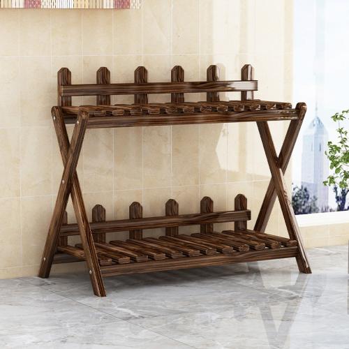 Moso Bamboo foldable Flower Rack double layer brown PC