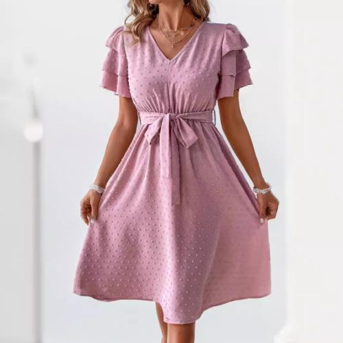 Chiffon Einteiliges Kleid, Rosa,  Stück