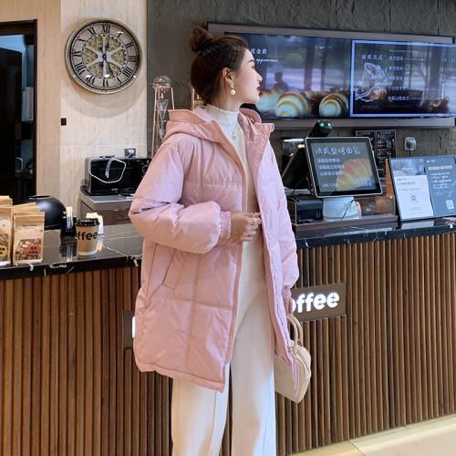 Polyester With Siamese Cap Women Parkas mid-long style & thermal Solid PC