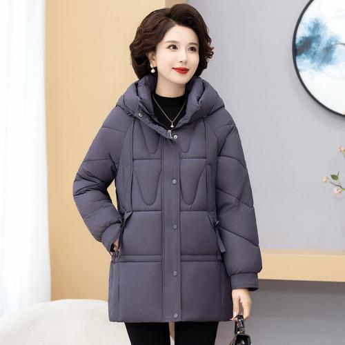 Polyester With Siamese Cap Women Parkas slimming & thermal Solid PC