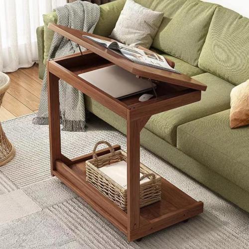 Solid Wood adjustable Side Table with pulley  PC