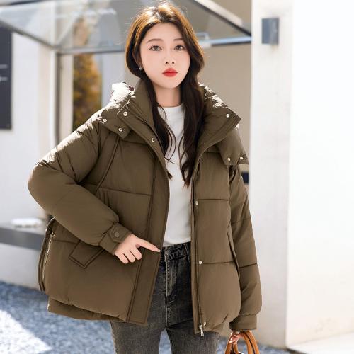 Polyester windproof Women Parkas & with detachable hat & loose Solid PC