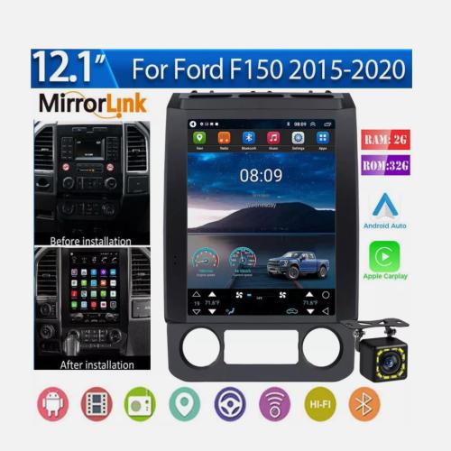 12.1 inch Android13 Car Stereo Radio GPS Carplay Tesla Style For Ford F150 2015-2020