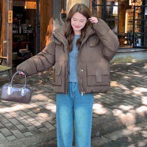 Polyester Women Parkas thicken & with detachable hat & thermal Solid PC