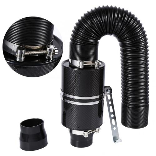 3 inch Carbon Fiber Cold Air Filter Intake Induction Pipe Power Flow Hose System