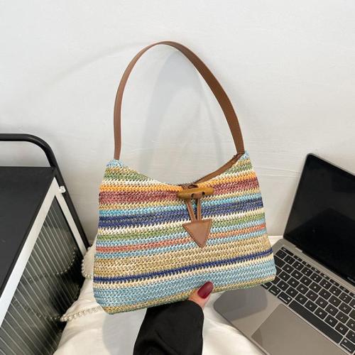 Straw Shoulder Bag durable & contrast color & hardwearing PC