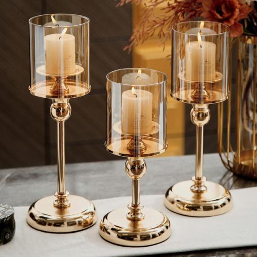 Alloy Steel & Glass Candle Holder PC