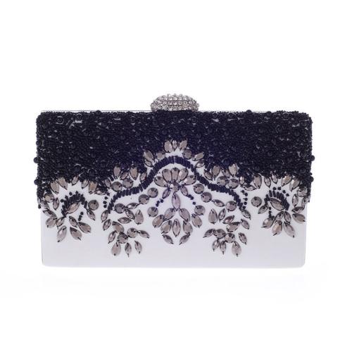 PU Leather Easy Matching Clutch Bag with chain & with rhinestone white and black PC