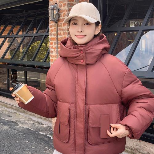 Polyester windproof Women Parkas & with detachable hat & thermal Solid PC